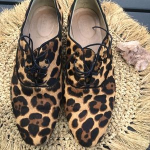 Stunning J Crew leopard mohair loafers, size 8.5
